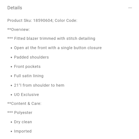 Urban Outfitters Silence+ Noise Perfect Blazer Black padded shoulder size L - Picture 8 of 8